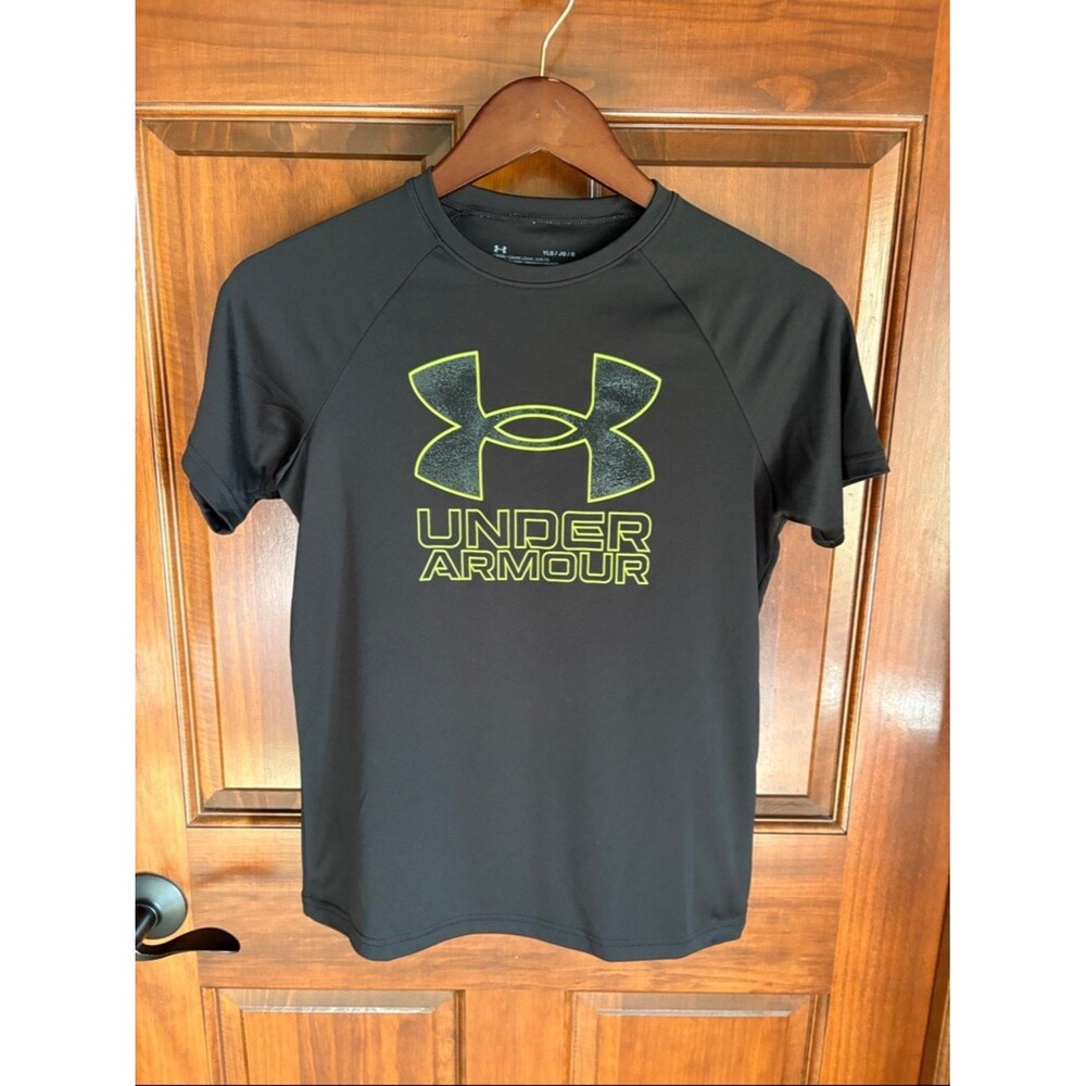Under Armour Black/Neon Green Short Sleeve Logo Performance Tee- Boys Large